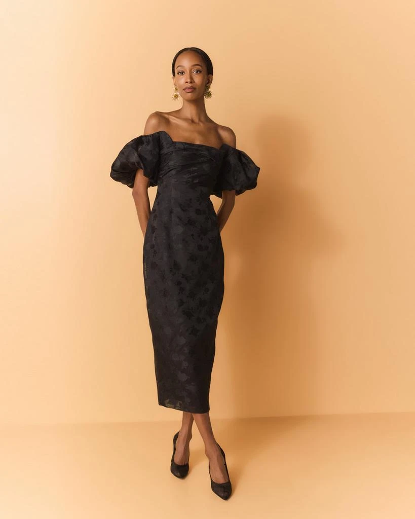 LELA ROSE Thelma Off-The-Shoulder Puff-Sleeve Fil Coupe Midi Dress - Dresses  & Skirts - Free Shipping - BeyondStyle