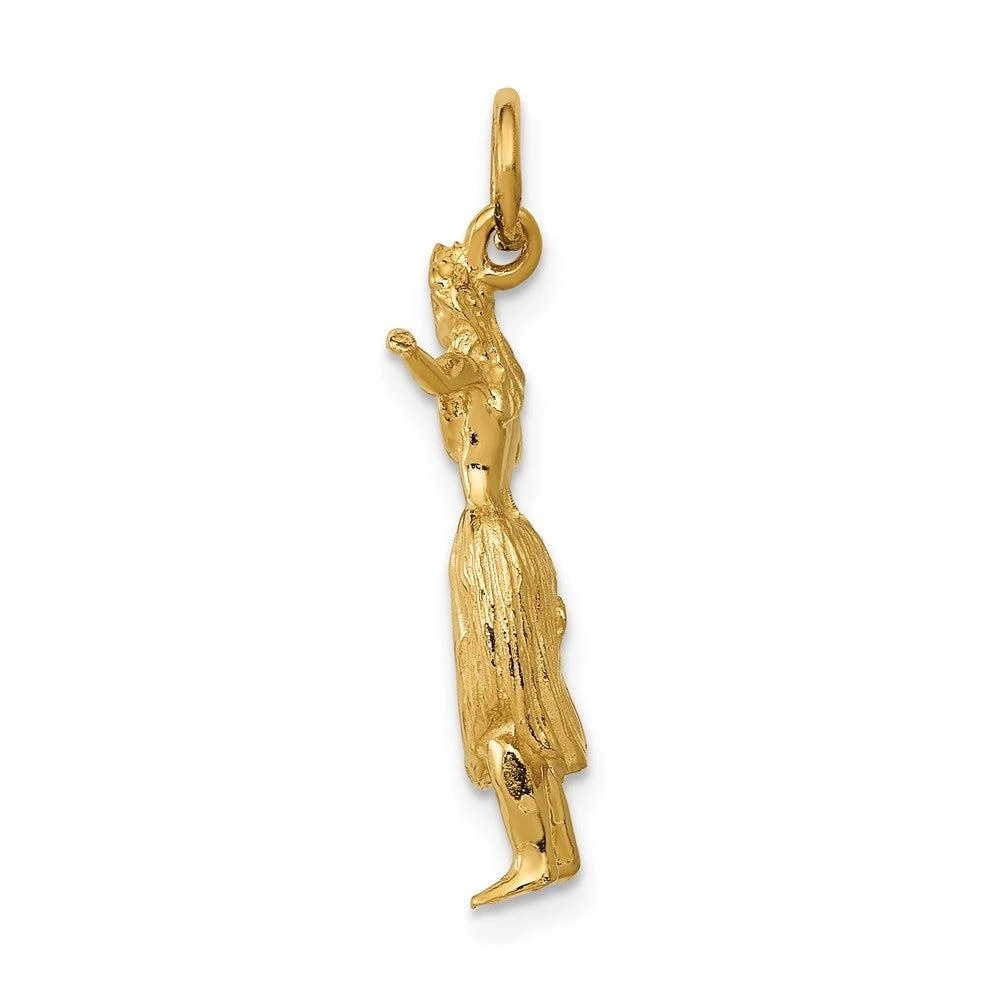 Diamond2Deal 14k Yellow Gold 3-D Hula Dancer Charm Pendant 2