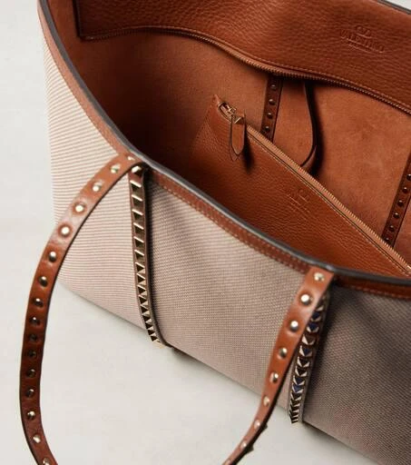 Valentino Rockstud Large canvas tote bag 3