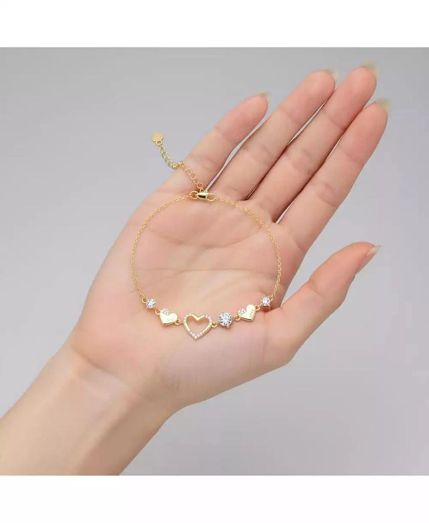 GiGiGirl Dazzling Cubic Zirconia Hearts Bracelet in 14K Gold Plated 2