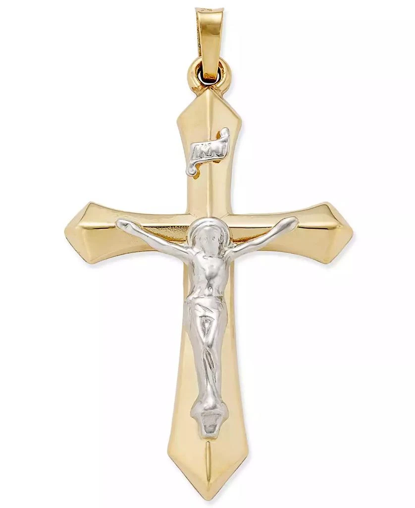 Macy's Two-Tone Crucifix Pendant in 14k Gold and White Gold