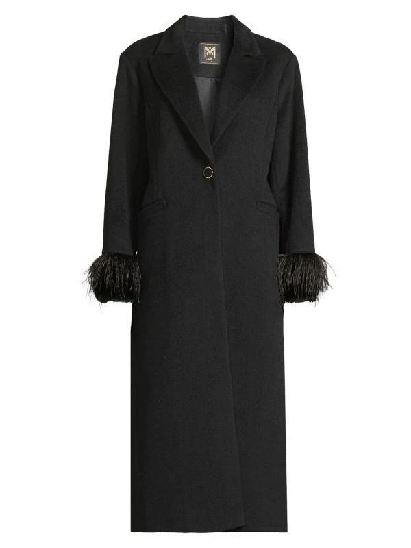 Milly Wool-Blend Faux-Feather-Trim Coat 5