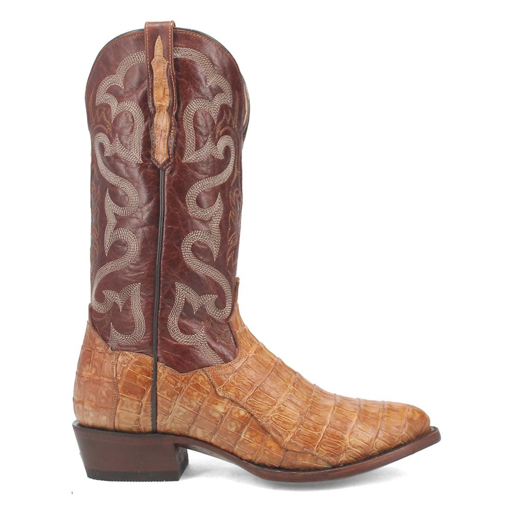 Dan Post Boots Primetime Caiman Embroidered Round Toe Pull On Cowboy Boots