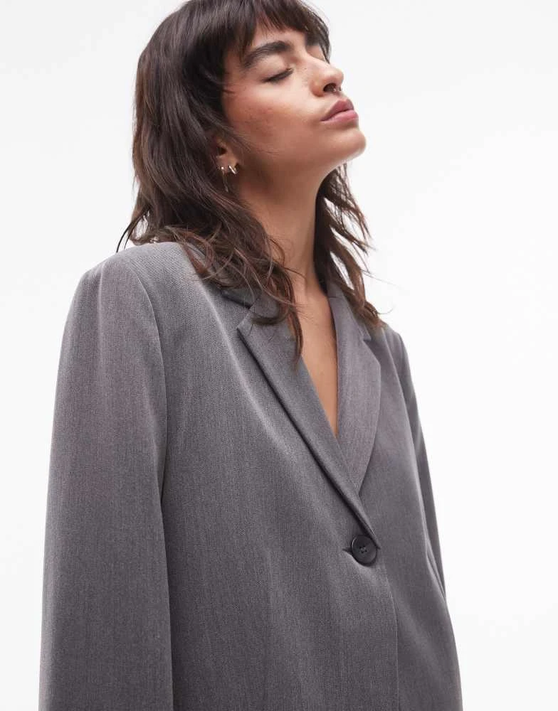 Topshop Topshop tonic high break tailored blazer in grey 3