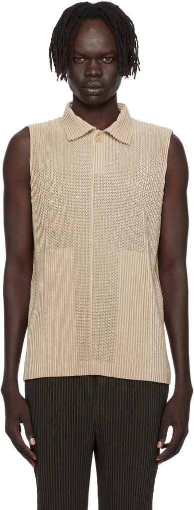 Homme Plissé Issey Miyake Beige Light Mesh Polo