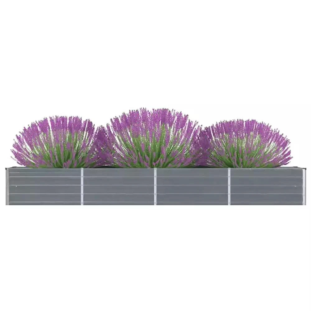 vidaXL Raised Bed Grey Galvanized steel 126 x 15.7 x 17.7 in Durable 2