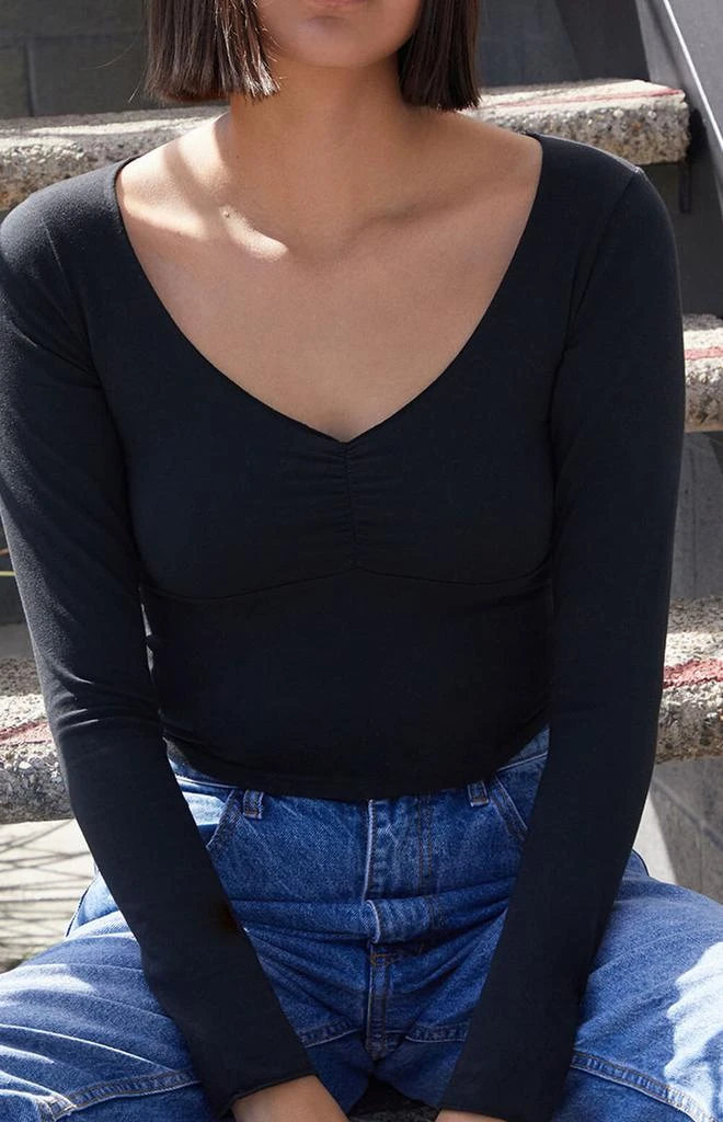 John Galt Black Charlize Cinched Long Sleeve Top 2