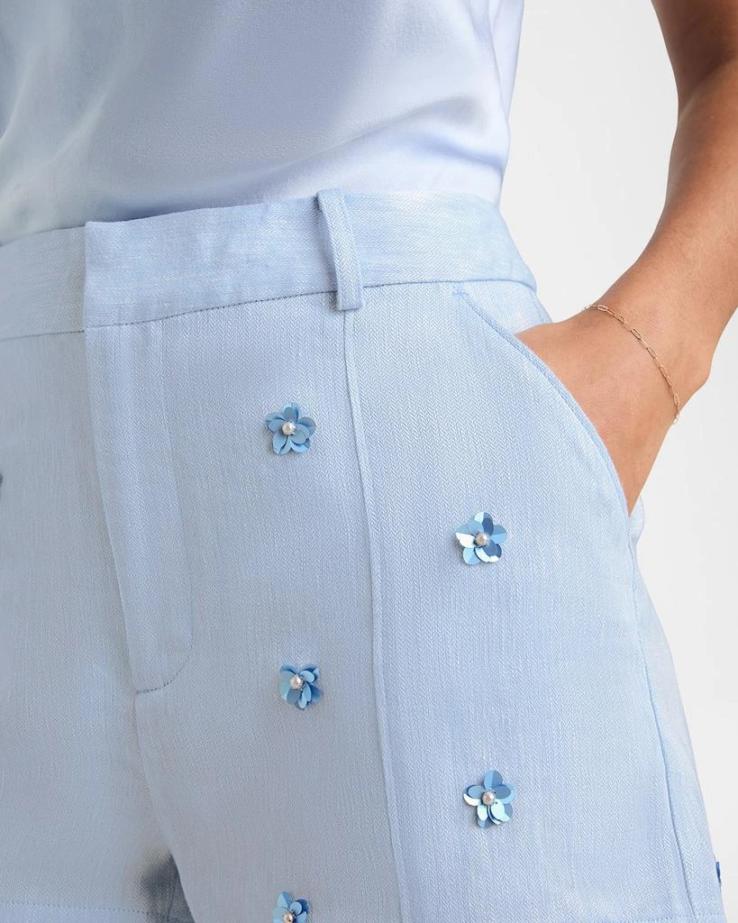 Cinq a Sept Tora Embellished Linen Suiting Shorts 4