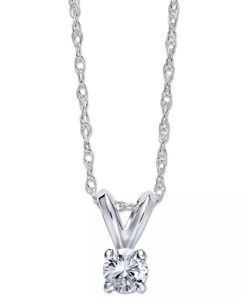 Macy's Round-Cut Diamond Pendant Necklace in 10k White Gold (1/6 ct. t.w.) 1