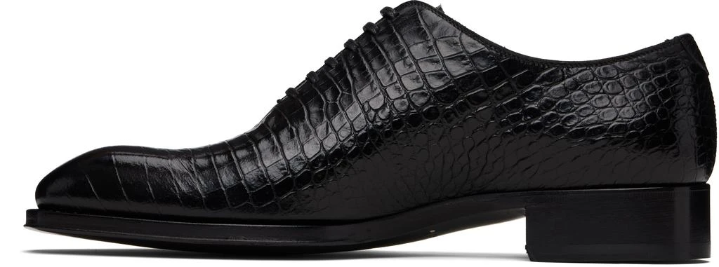Tom Ford Black Shiny Printed Croc Elkan Oxfords 3