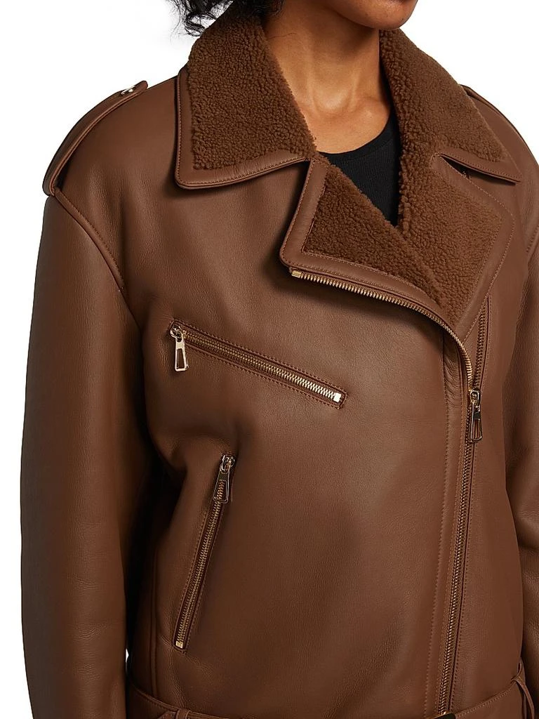 The Fur Salon Leather Shearling-Lined Moto Jacket 6