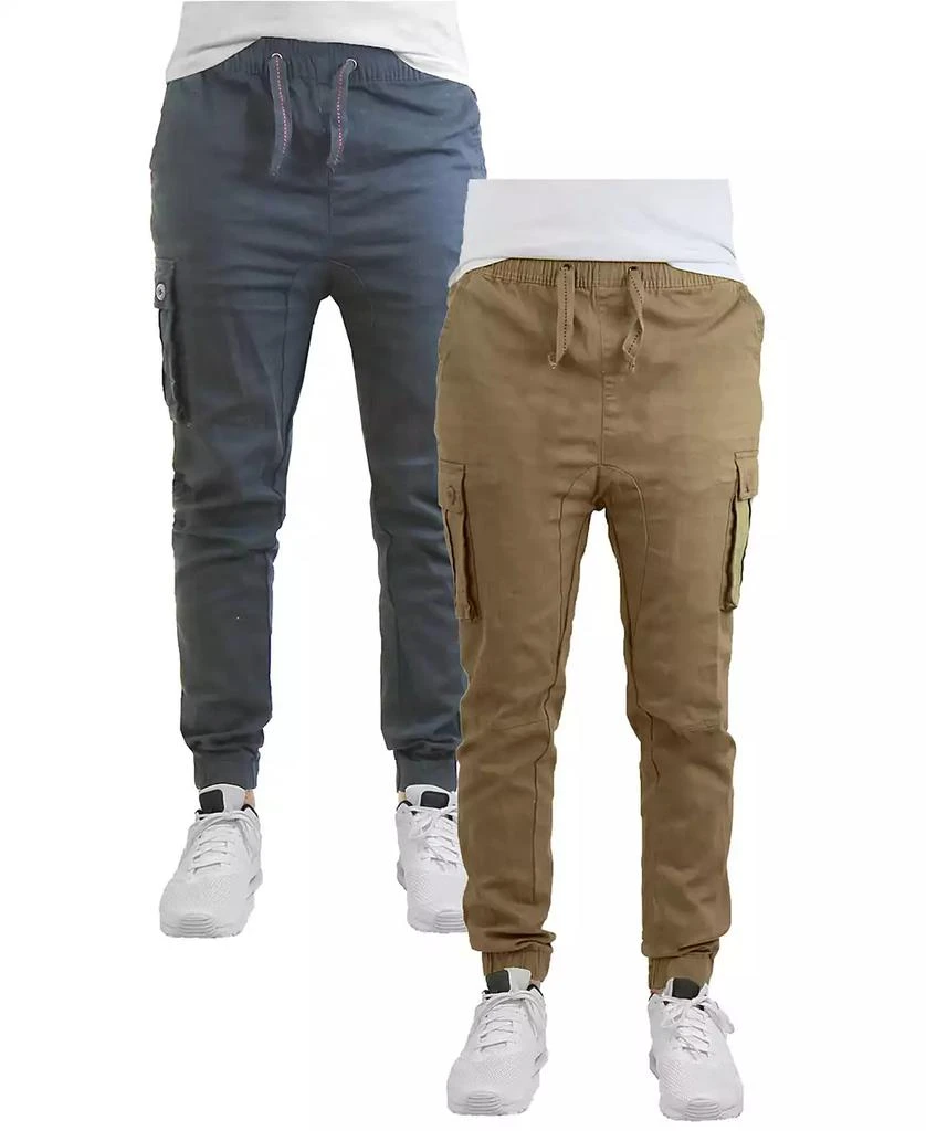 Galaxy By Harvic Men's Cotton Stretch Twill Cargo Joggers, Pack of 2 13