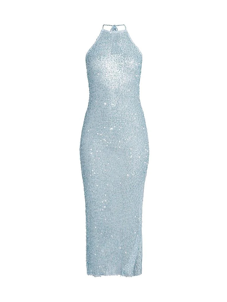 Milly Sequined Mesh Halterneck Dress