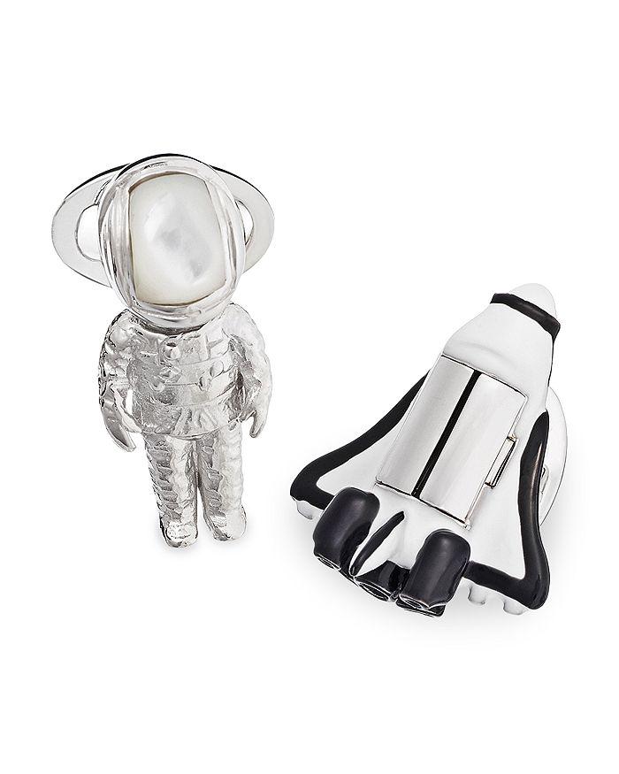 Jan Leslie Astronaut & Rocket Sterling Silver & Mother Of Pearl Cufflinks