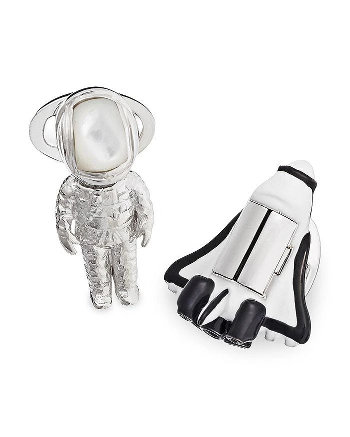 Jan Leslie Astronaut & Rocket Sterling Silver & Mother Of Pearl Cufflinks 2