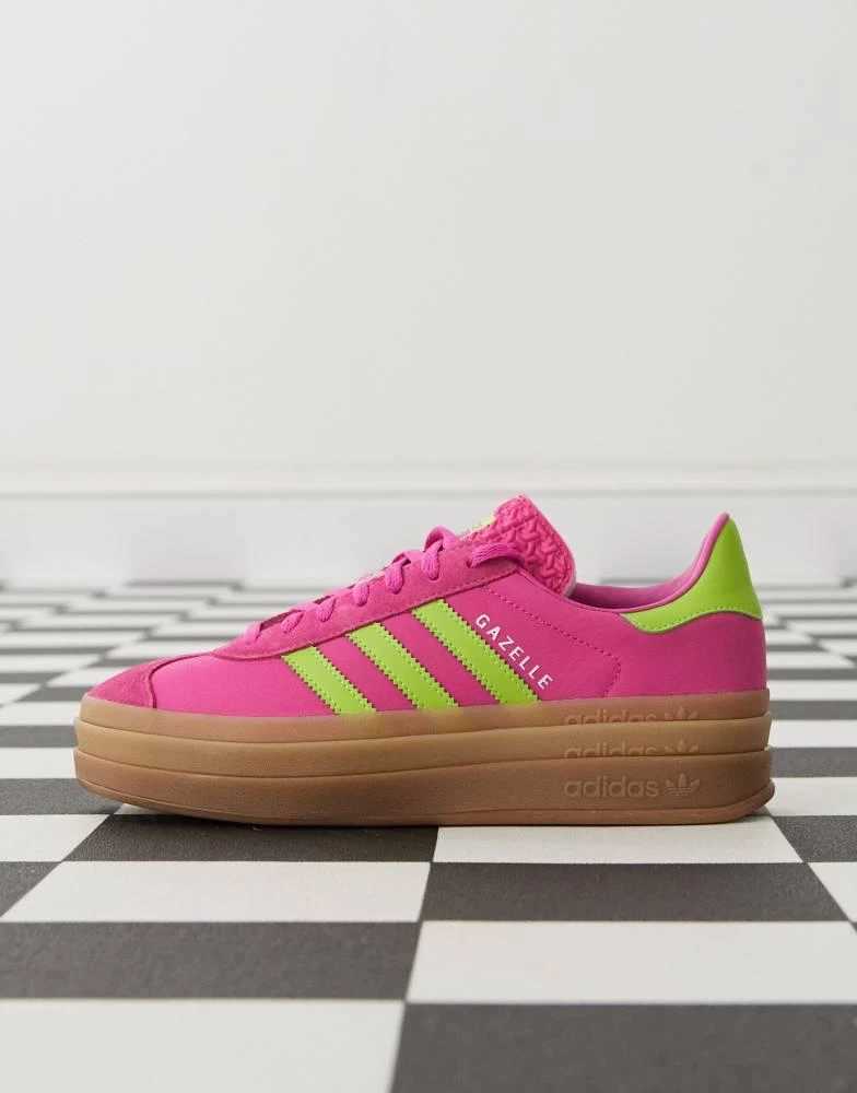 Shop adidas Originals Gazelle Bold platform trainers in purple and green on  Sale at BeyondStyle  Get Lowest price in three month adidas Originals  Gazelle Bold platform trainers in purple and green