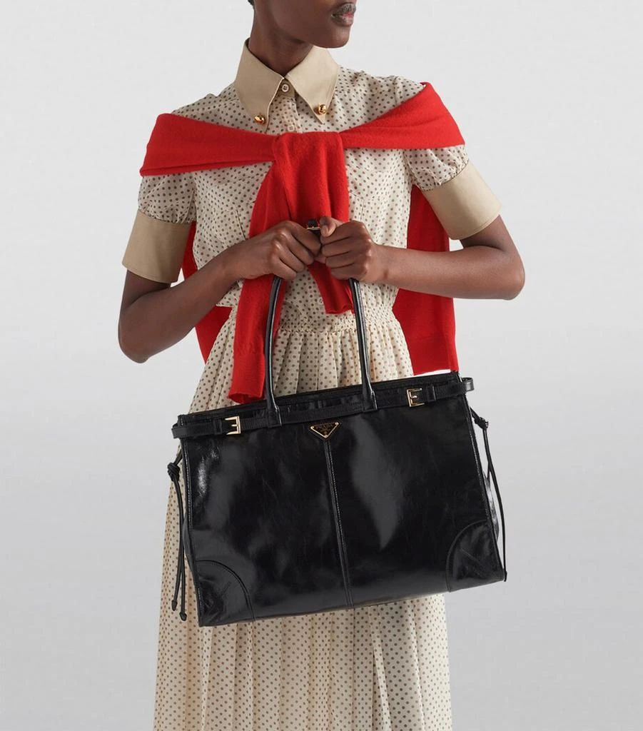 Prada Large Leather Bonnie Top-Handle Bag 7