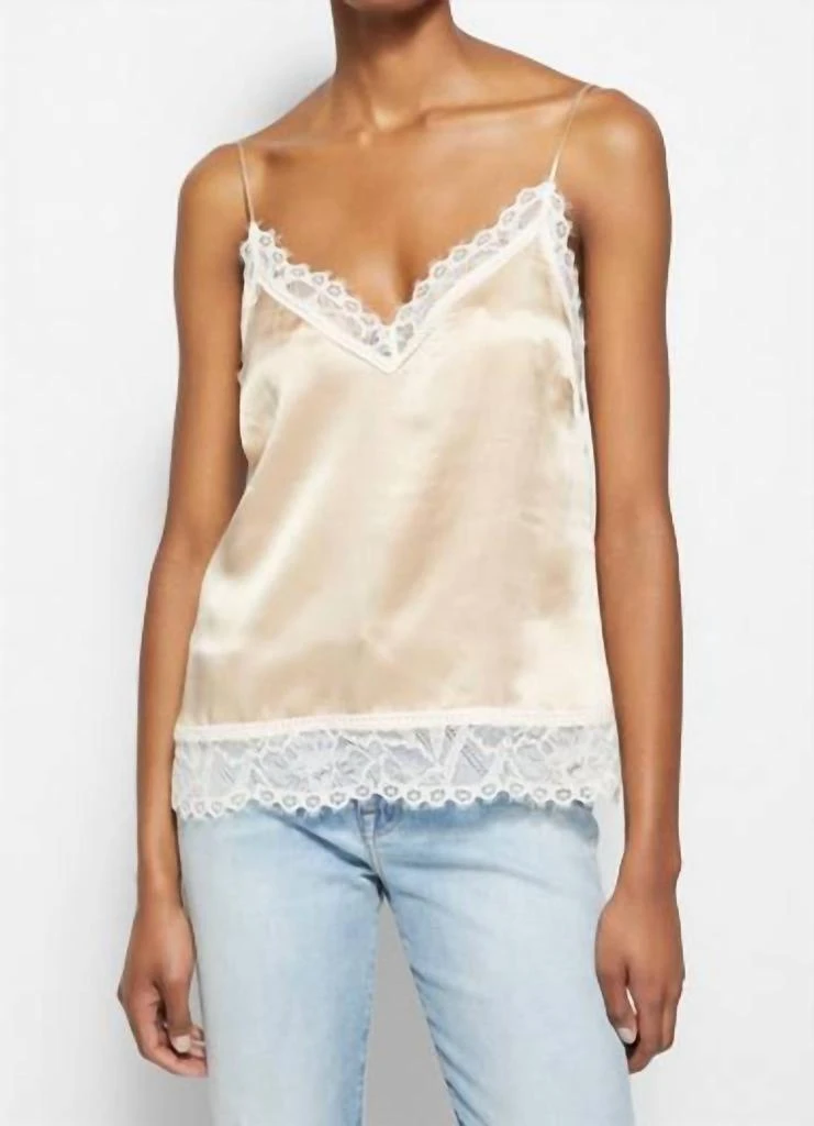 Jonathan Simkhai Trinity Stretch Lace Silk Cami Top In Champagne 1