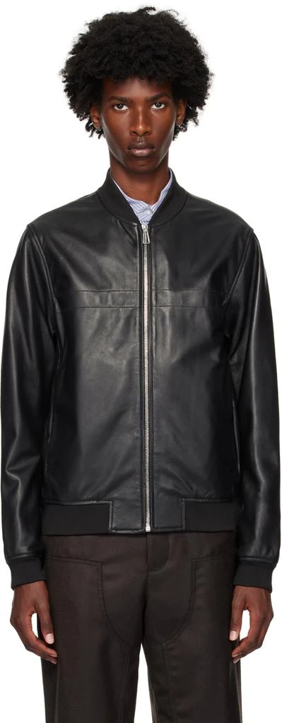Paul Smith Black Zip Leather Bomber Jacket 1