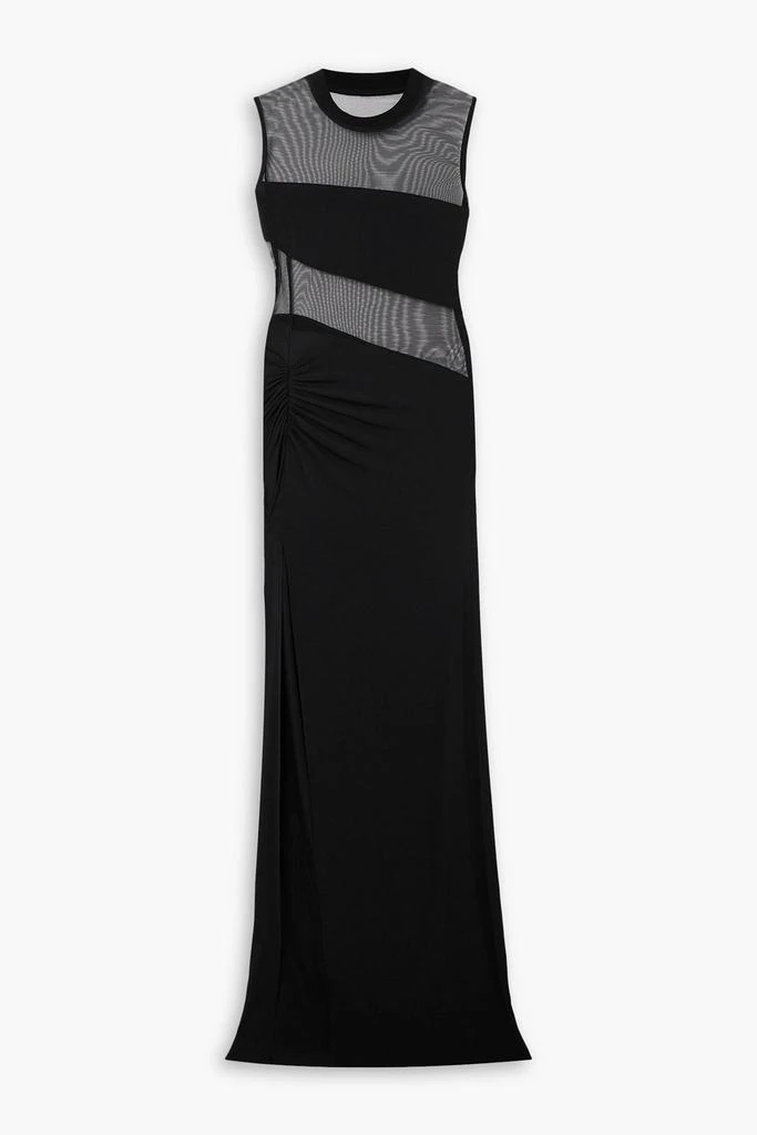 NENSI DOJAKA Tulle-trimmed stretch-jersey maxi dress 1