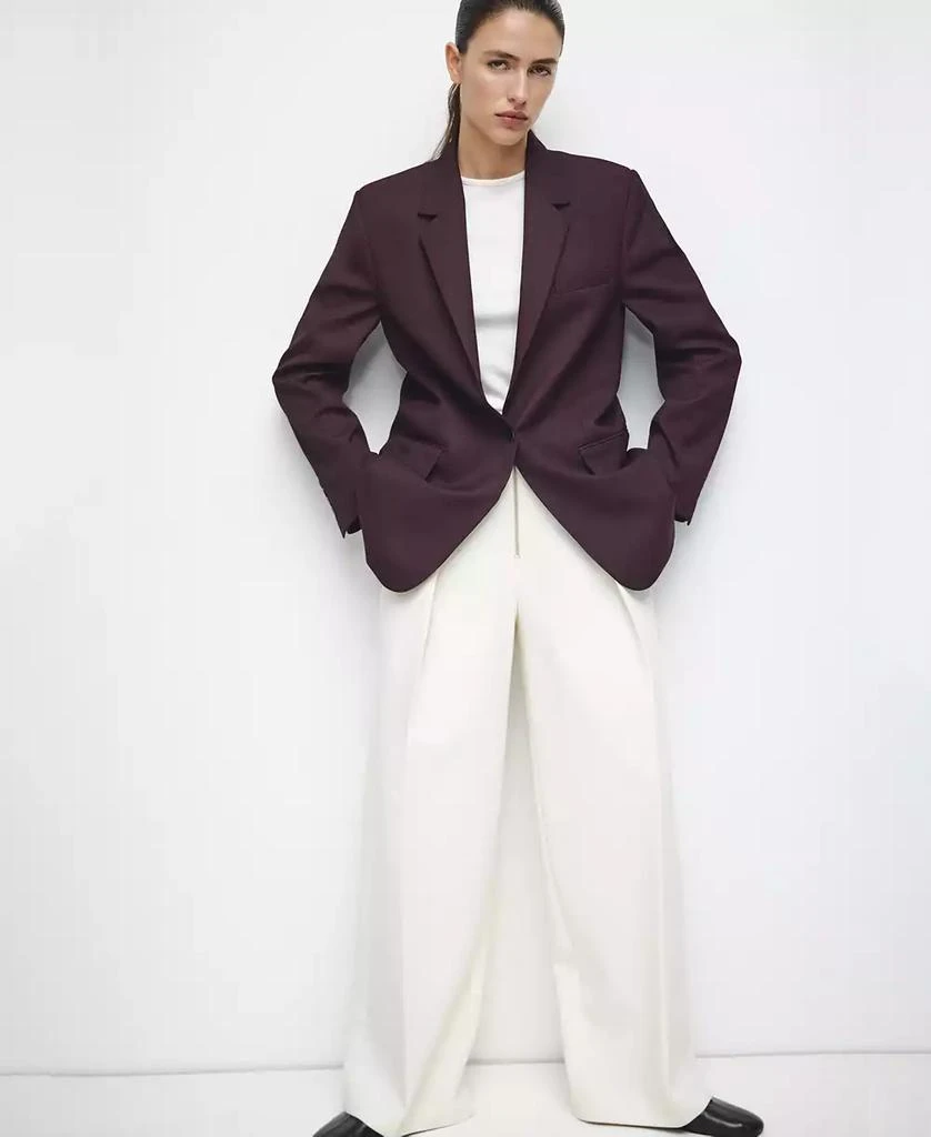 Mango Women
s Lapel Pockets Straight Suit Jacket 3