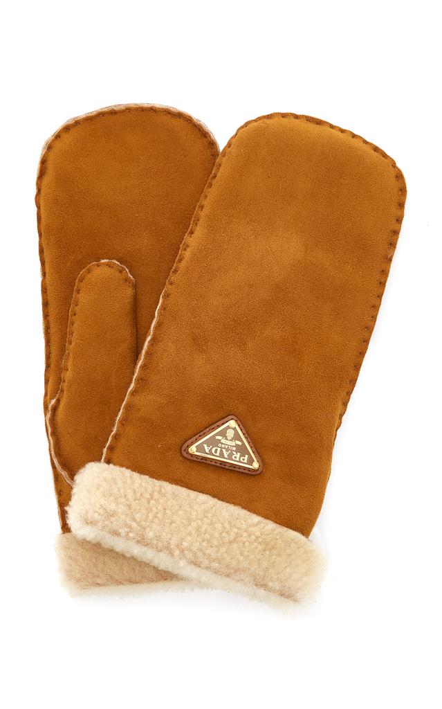 Prada Prada - Shearling Mittens - Brown - 8 - Moda Operandi