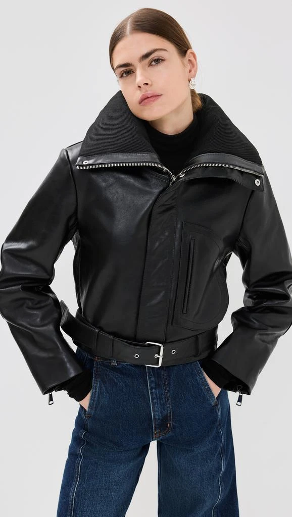 Victoria Beckham Cropped Leather Biker Jacket 7