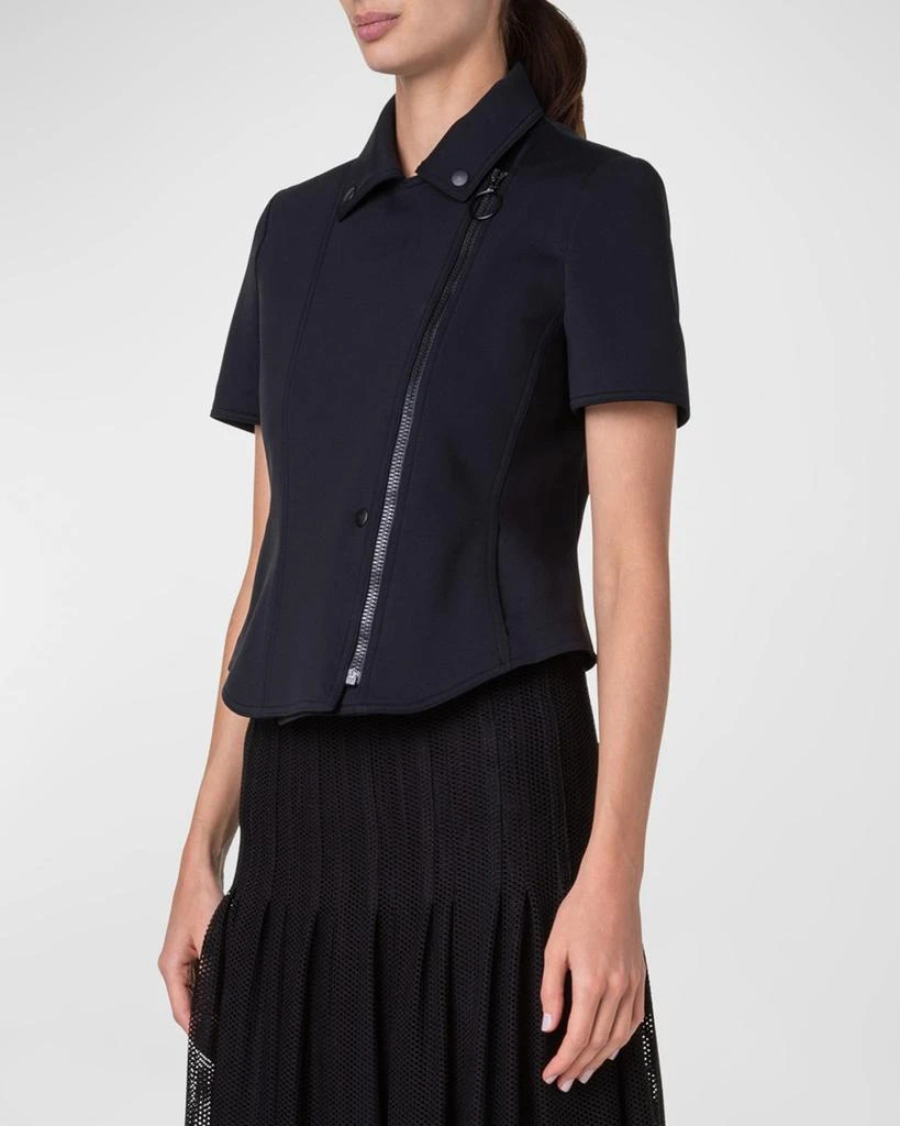 Akris Short-Sleeve Fitted Neoprene Biker Jacket 6