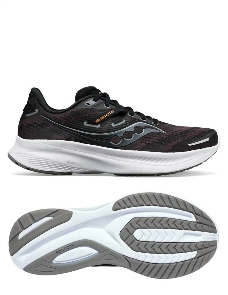 Saucony Men's Guide 16 Running Shoes In Black/white 1