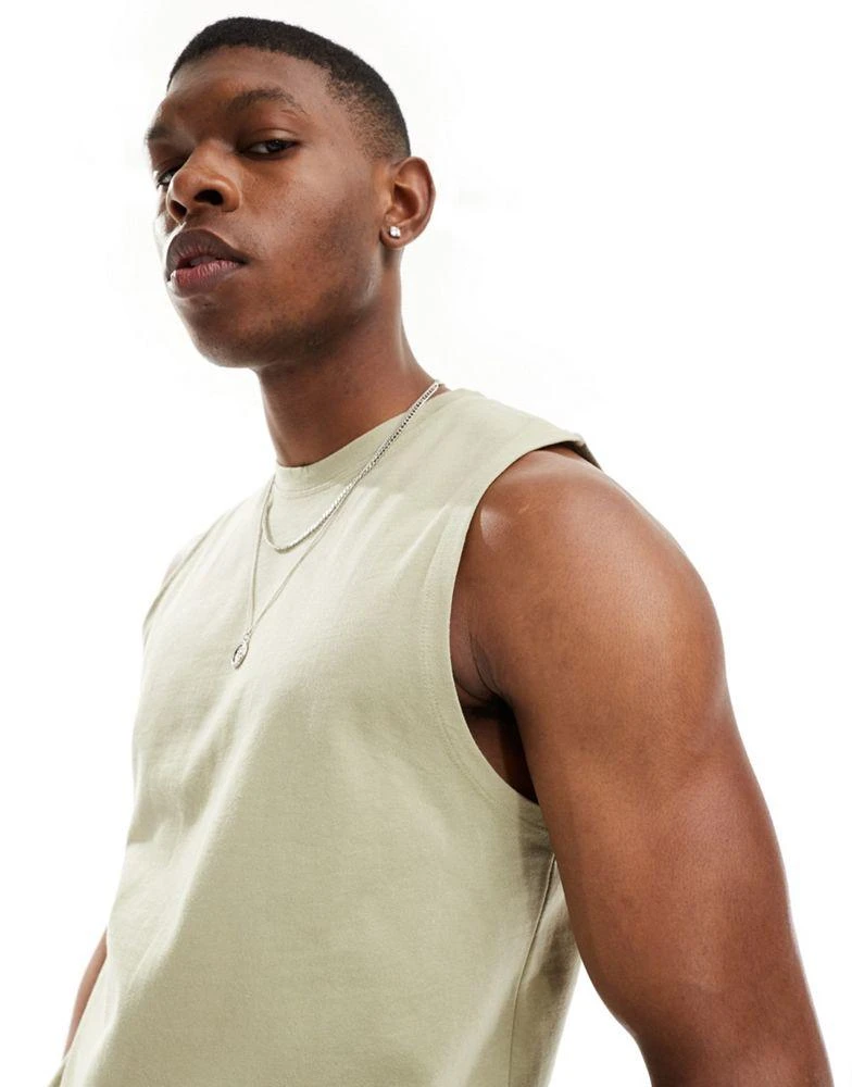 ASOS ASOS DESIGN heavyweight tank in khaki 4
