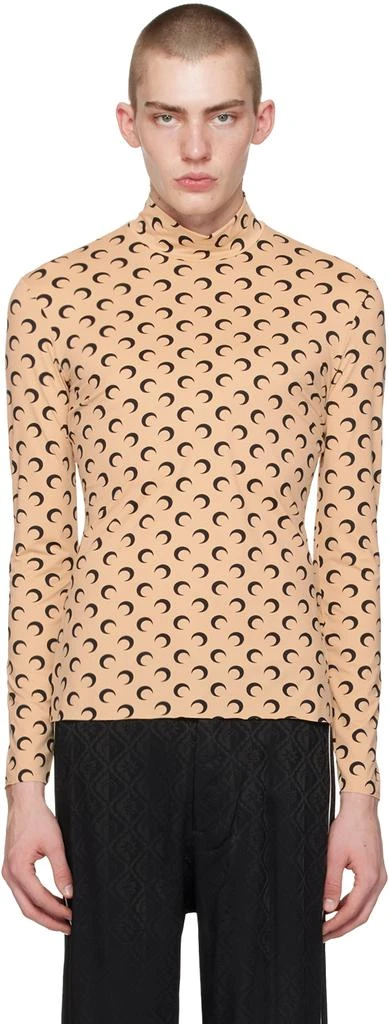 MARINE SERRE Beige All Over Moon Turtleneck 1