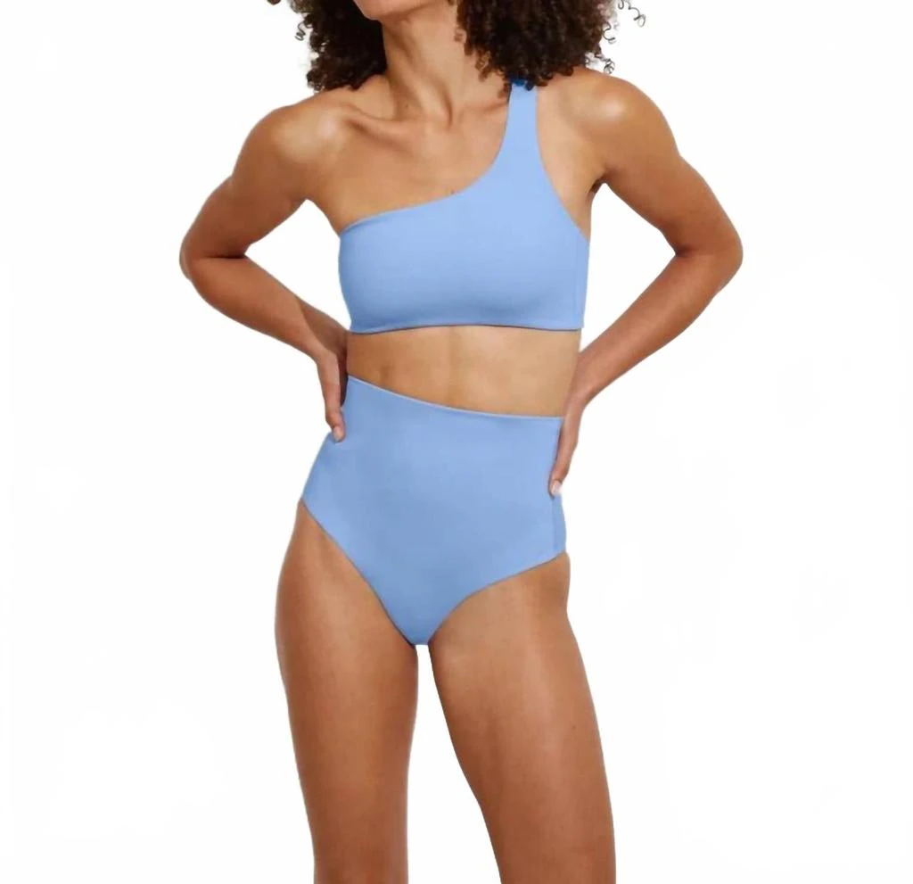 Left On Friday Offshore One Shoulder Top Swimwear In Blue Skies