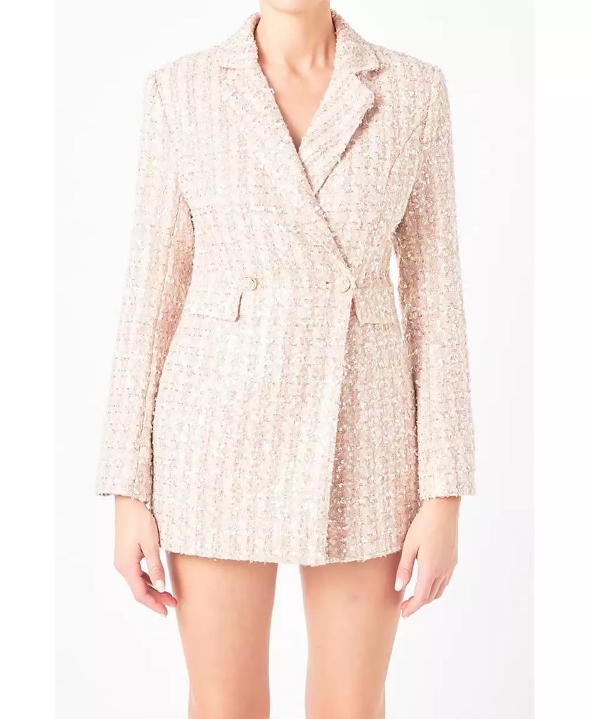 Endless Rose Women's Sequins Tweed Romper