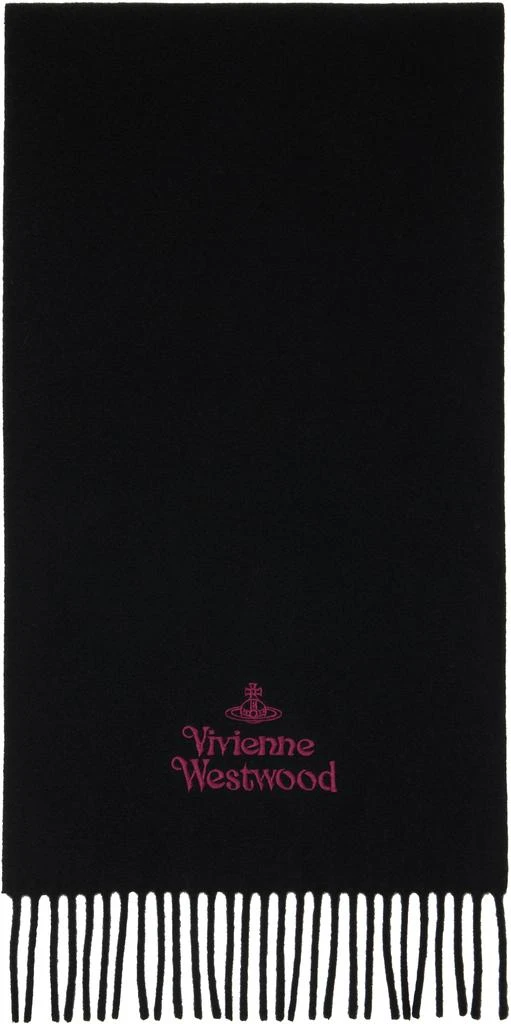 Vivienne Westwood Black Embroidered Scarf 1