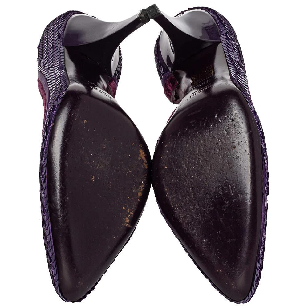 Gucci Gucci Purple Sequined Satin And Velvet Half D'orsay Pumps Size 38.5 6