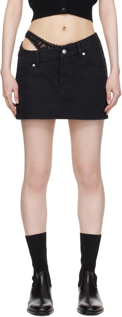 Alexander Wang Black Pre-Styled Asymmetrical Lace Denim Miniskirt 1