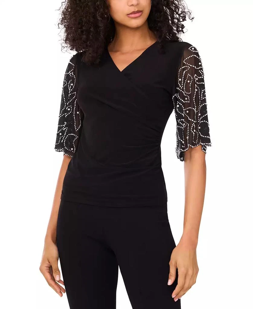 MSK Petite Short-Sleeve V-Neck Top 1