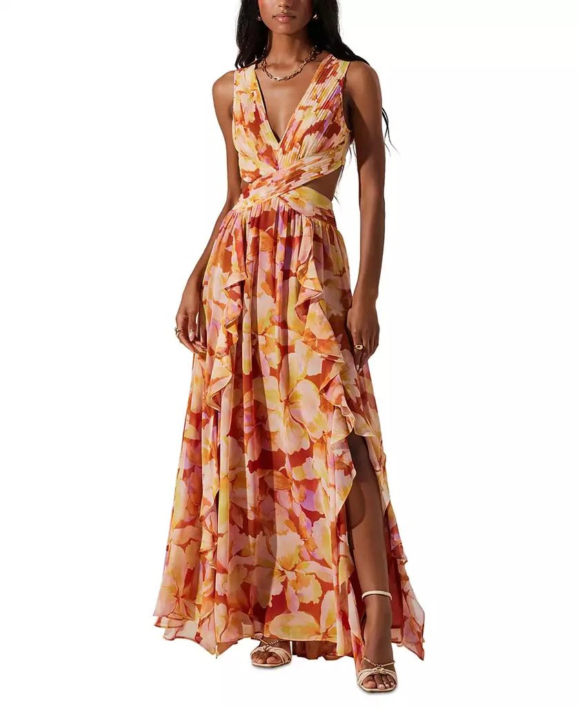 ASTR Women's Noya Floral Cut-Out Lace-Back Maxi Dress 1