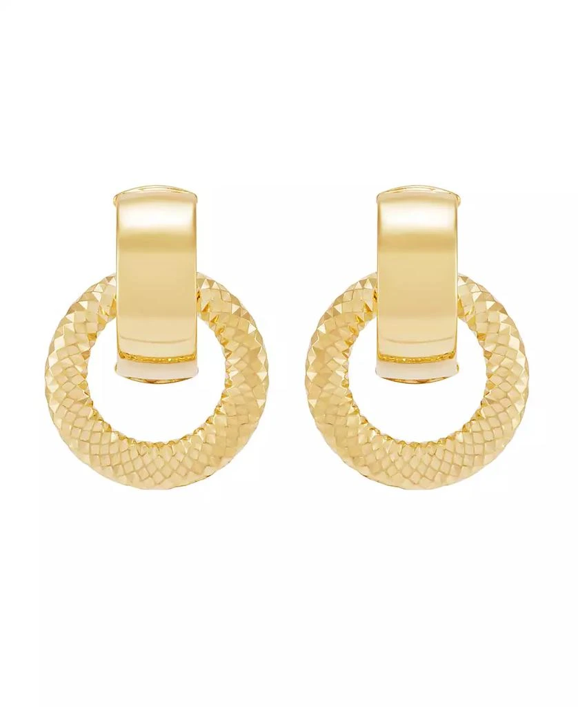 Italian Gold Polished Door Knocker Drop Earrings in 14k Yellow Gold 2