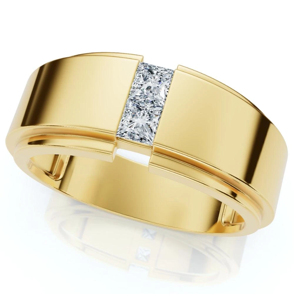 Pompeii3 1Ct Men's Princess Cut Diamond Tension Set Wedding Ring 14k Gold Lab Grown 1