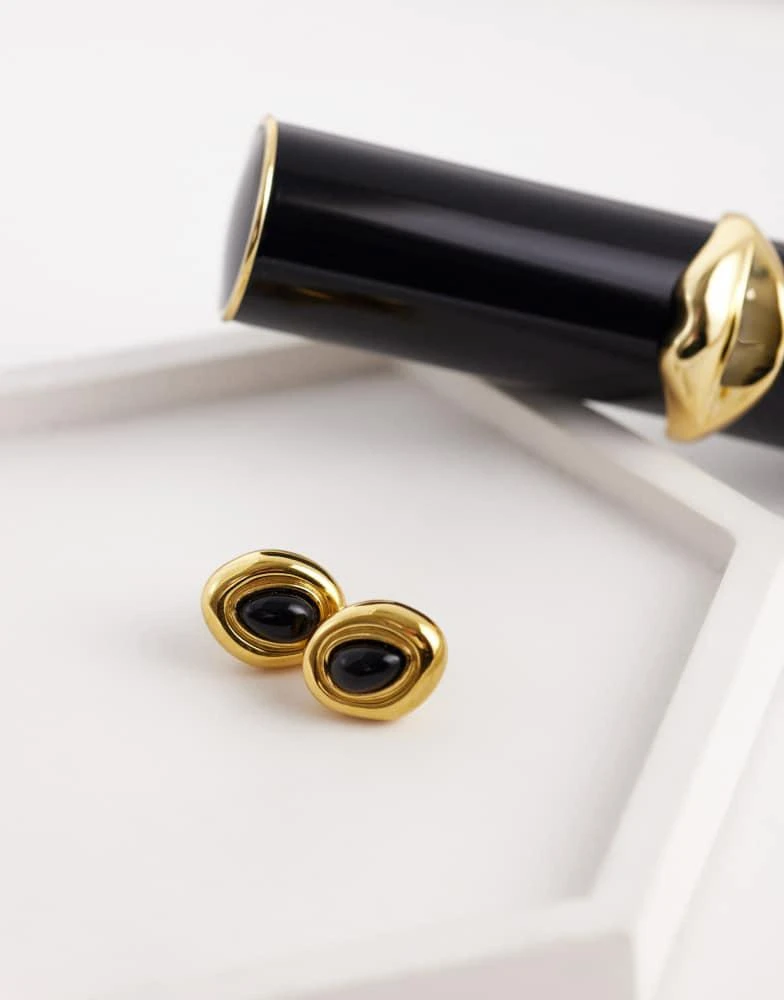 Abbott Lyon Abbott Lyon black onyx molten stud earrings in 18k plated stainless steel in gold 2