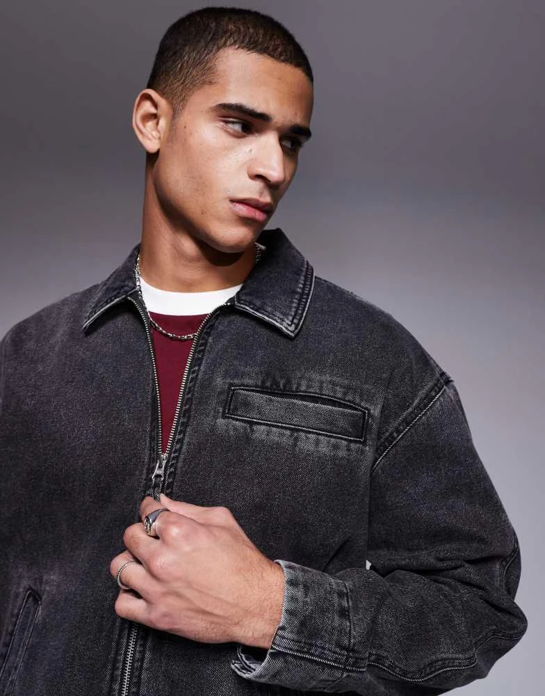 ASOS ASOS DESIGN oversized denim jacket in washed black 3