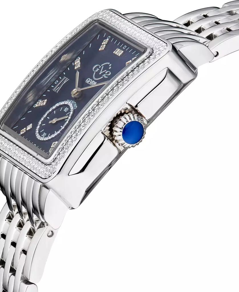 Gevril Women's Bari Tortoise Swiss Quartz Diamond Accents Silver-Tone Stainless Steel Bracelet Watch 34mm x 30mm