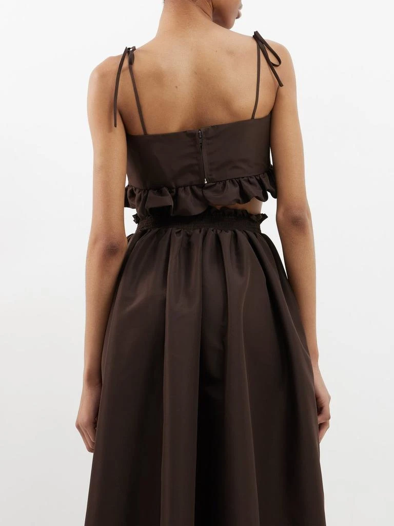 Kika Vargas Ariana ruffled-trim taffeta cropped top 5