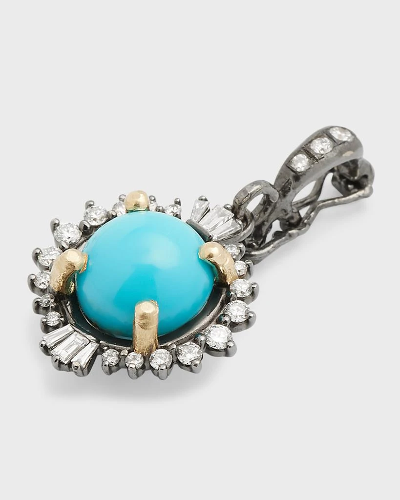 Dominique Cohen 18K Black and Yellow Gold Sleeping Beauty Turquoise and Diamond Pendant 4