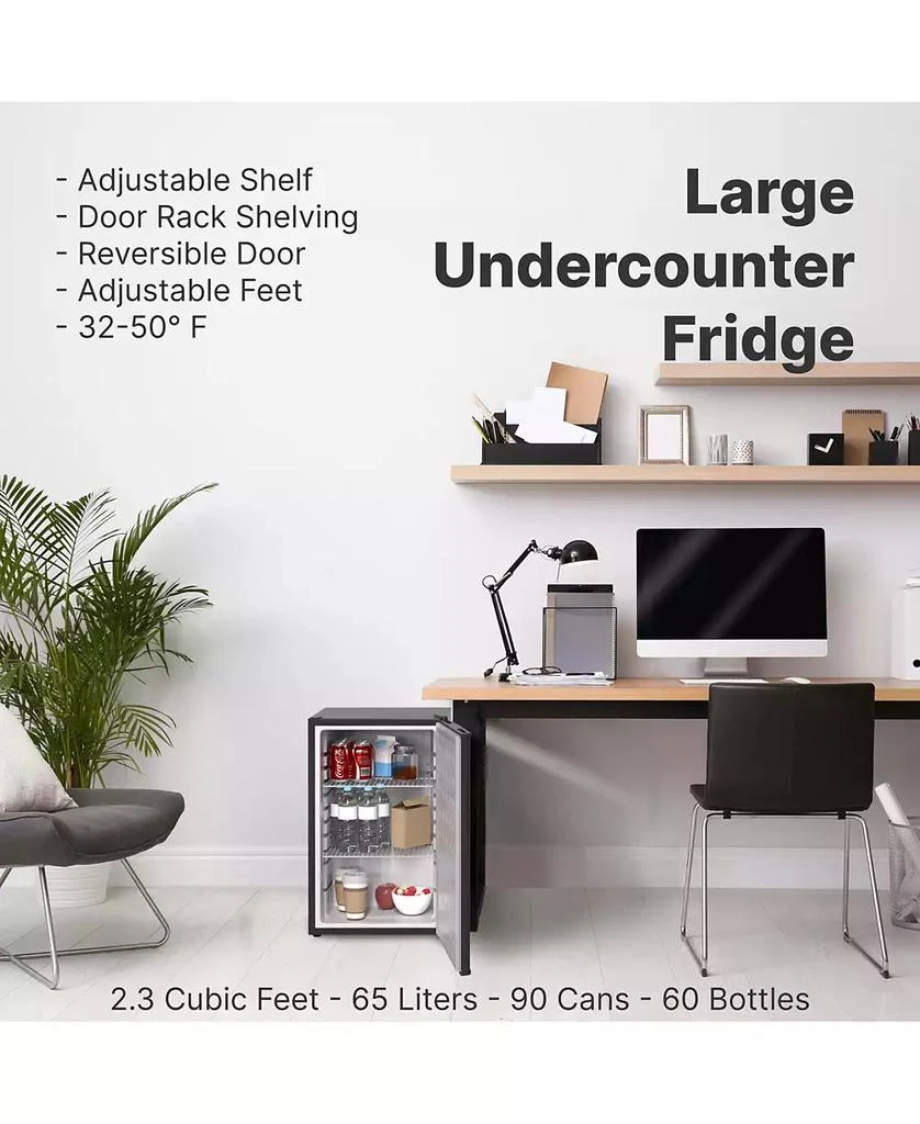 SnowLion Premium 65L Solid Door 2.3 Cu.ft. Freestanding Under-Counter Mini Fridge in Black 2