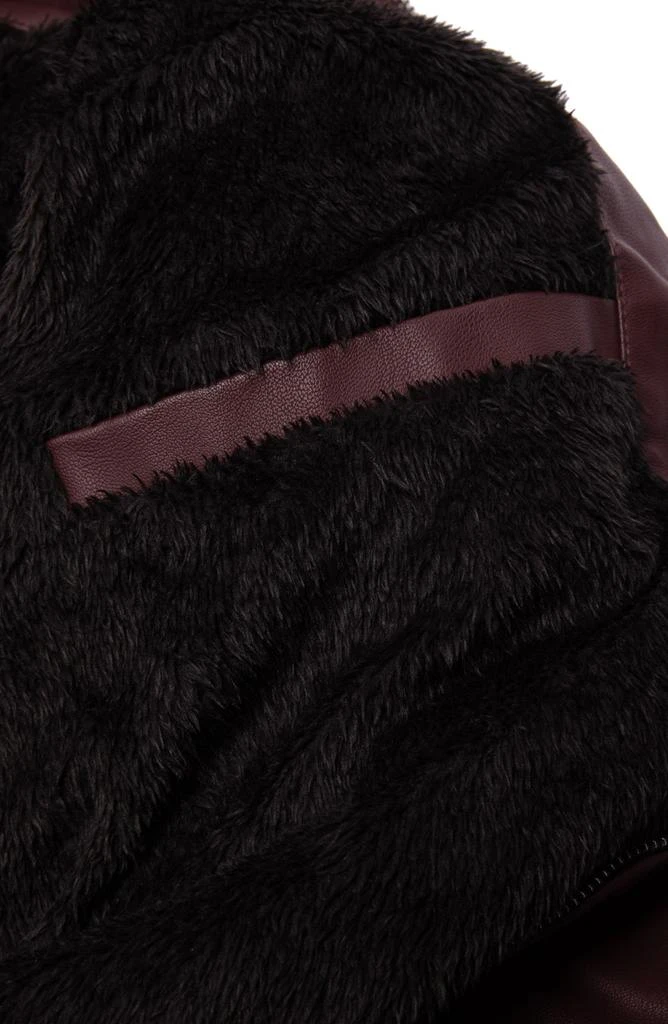 XRAY Faux Leather Hooded Moto Jacket with Faux Fur Lining 5