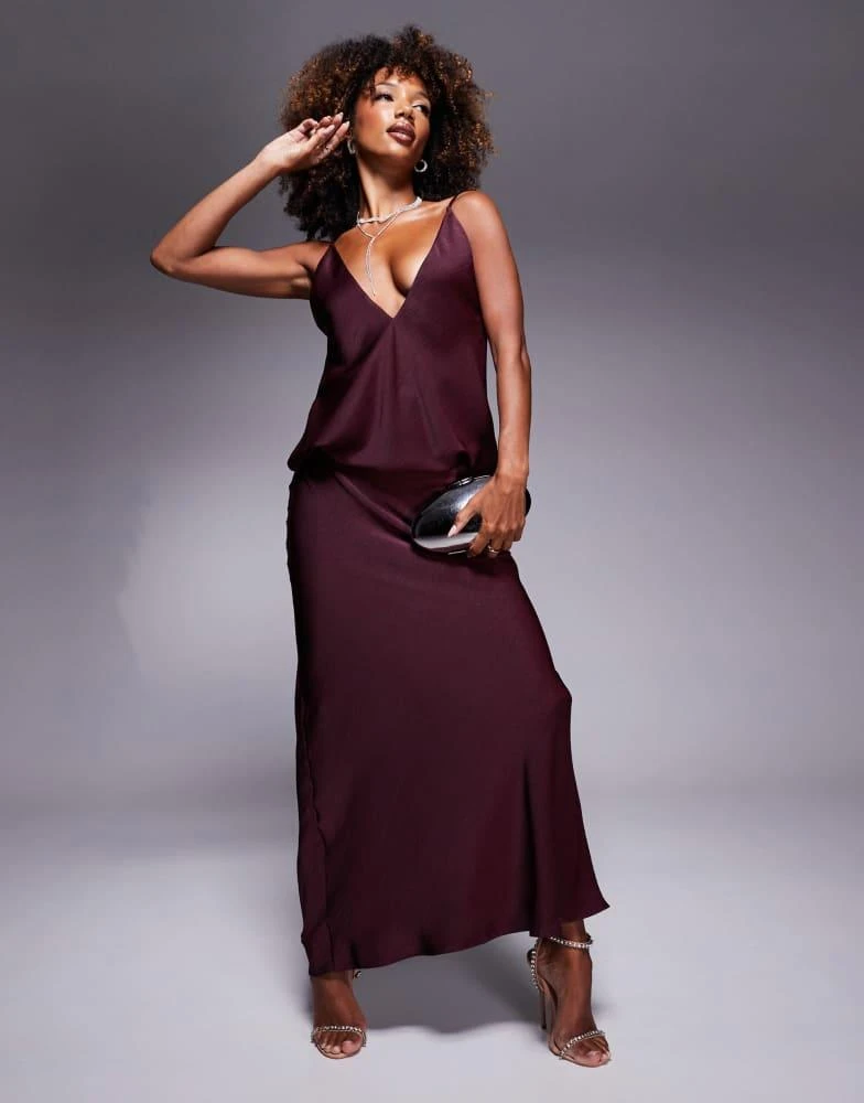 Shop ASOS DESIGN satin plunge front strappy back maxi dress in burgundy on Sale at BeyondStyle Get 60% Off ASOS DESIGN satin plunge front strappy back maxi dress in burgundy with Shop ASOS DESIGN satin plunge front strappy back maxi dress in burgundy on Sale at BeyondStyle Get 60% Off ASOS DESIGN satin plunge front strappy back maxi dress in burgundy with