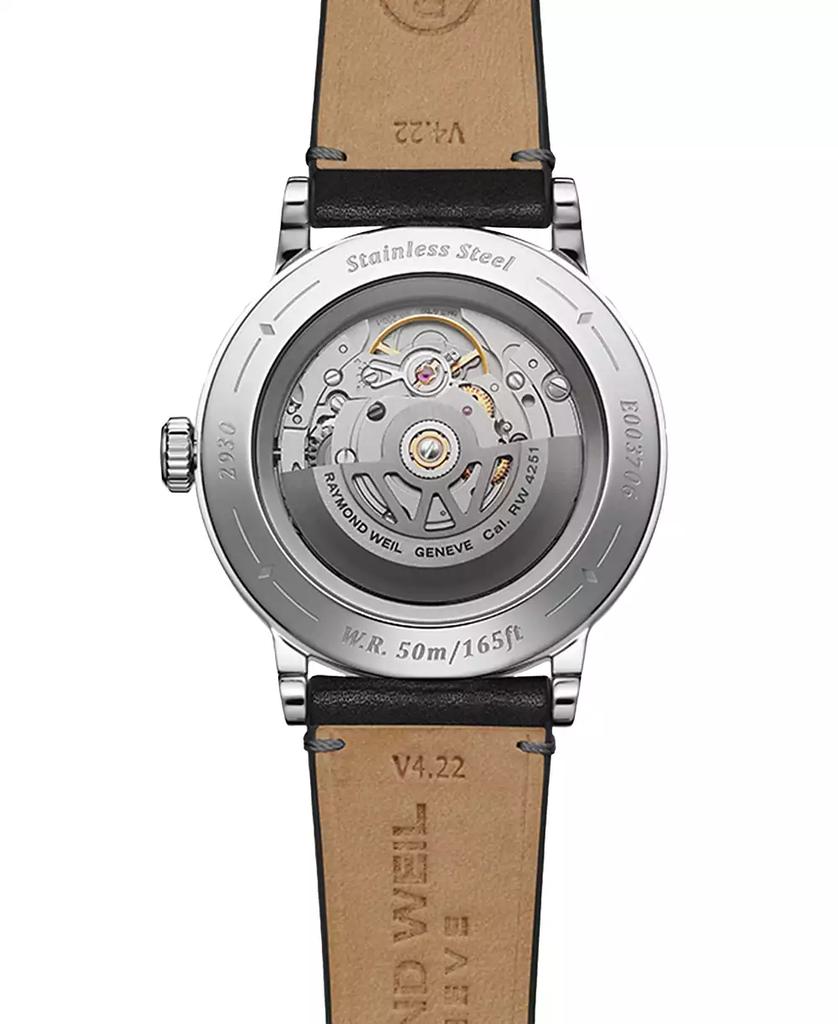 Raymond Weil Men's Swiss Automatic Millesime Black Leather Strap Watch 40mm