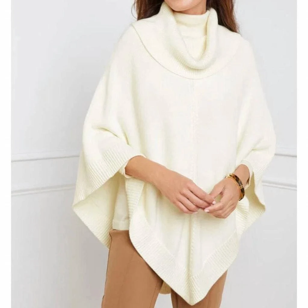 Talbots Jersey Triangle Poncho In Cream